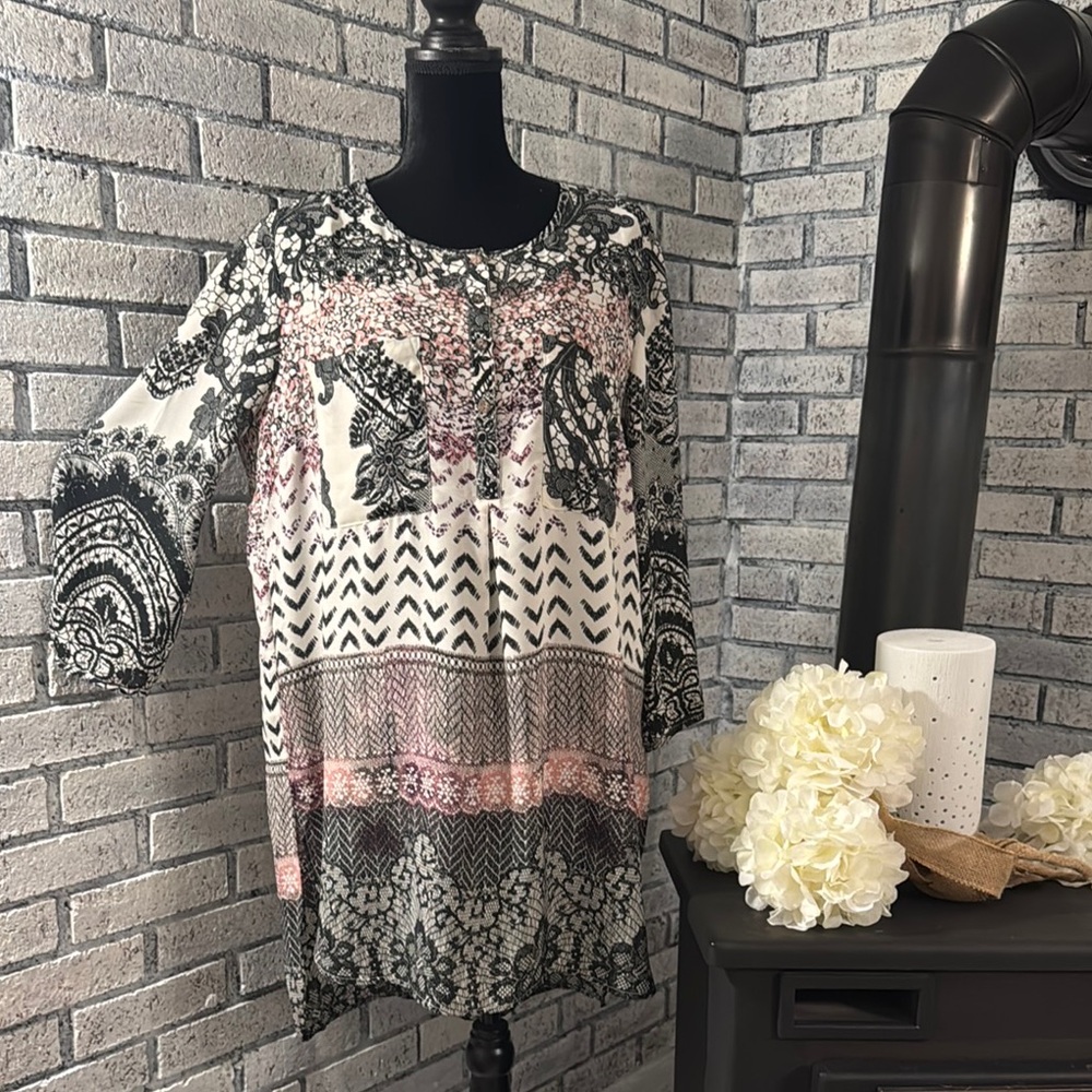 Roz & Ali Black and White Patterned Tunic